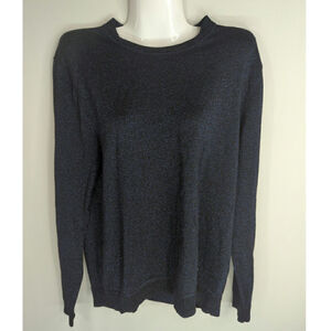 Reiss Wool Crew Neck Glitter Sweater‎ Blue Wom Women's Large Holidays Festive